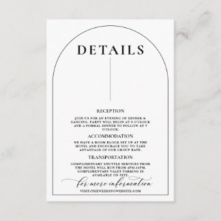 Chic Arch Modernes stilvolles Elegantes Begleitkarte