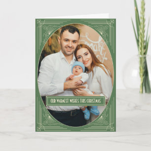 Chic Art Deco Green Frame Custom Foto Weihnachten