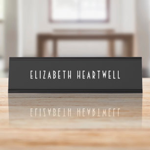 Chic Art Deco Typografie Schwarzweiß Schreibtischnamensplakette