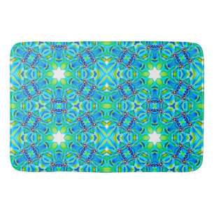 Chic Artistic Mandala Artwork a Aqua Colors Badematte