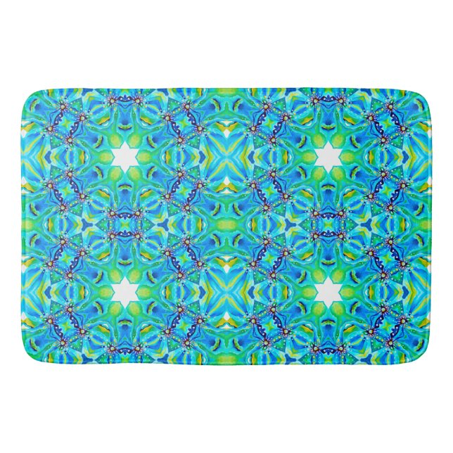 Chic Artistic Mandala Artwork a Aqua Colors Badematte (Vorderseite)