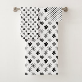 Chic Asterisks - Klassisch - Weiß Hintergrund Badhandtuch Set