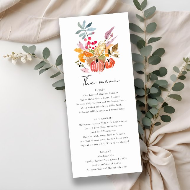 Chic Autumn Harvest Pumpkin Wedding Menu Card Einladung (Von Creator hochgeladen)