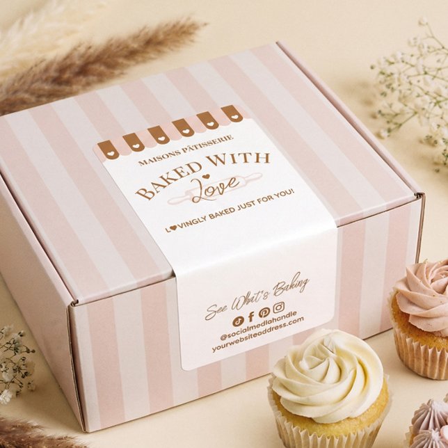 Chic Awing Baked With Love Rollholz Bäckerei Siege (Chic Awing Baked With Love Rolling Pin Bakery Seal Label)