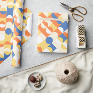 Chic Azure Blue Sunny Yellow Circles Art Pattern Geschenkpapier