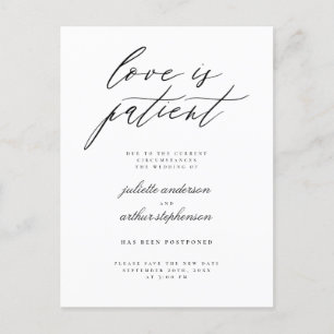 Chic B&W Liebe ist geduldige Hochzeitverlängerung Einladungspostkarte