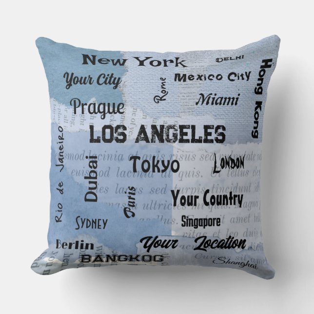 chic baby blauen rustikalen Megastädte der Welt Kissen (Vorderseite)