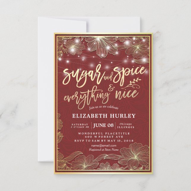 Chic Baby Dusche Zucker & Gewürze & Alles Nett Einladung (Vorderseite)