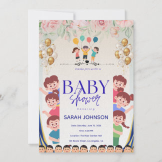 Chic Baby Shower Invitation | Elegant Floral Einladung