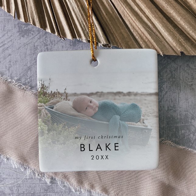 Chic Baby's First Christmas Neugeborene Foto Keram Keramikornament (Von Creator hochgeladen)