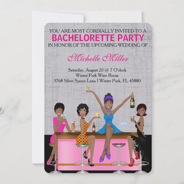 Chic Bachelorette Bash Custom Invtiation Einladung (Vorderseite)