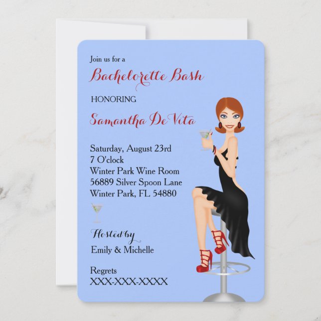 Chic Bachelorette Bash Custom Party Einladung (Vorderseite)
