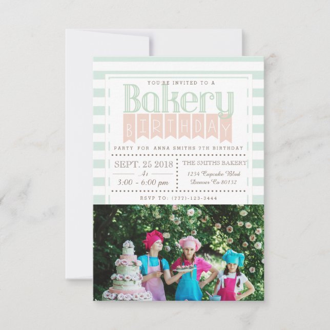 Chic Bakery Birthday | Einladung von Fotos (Vorderseite)