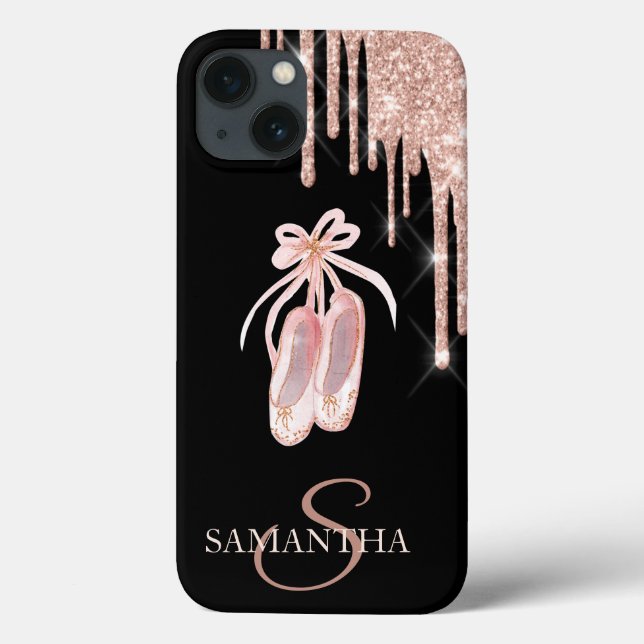 Chic Ballet Shoes Rose Gold Glitzer Tropfen Case (Rückseite)