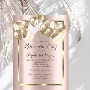 Chic Balloons, Rahmen, Rose Gold, Ruhestand Einladung