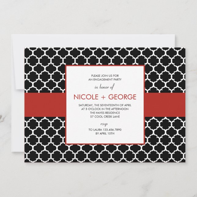 Chic Band General Party Einladung (Ruby) (Vorderseite)