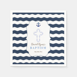 Chic Baptisse Nautical Navy Waves Anker Serviette