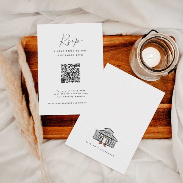 Chic Barn | Minimalistische QR Code Wedding RSVP C (Von Creator hochgeladen)