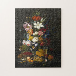 Chic barocke Blume noch Leben Kunst Ölgemälde Puzzle