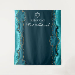 Chic Bat Mitzvah Party Aquamarin Gold Foto Stand Wandteppich