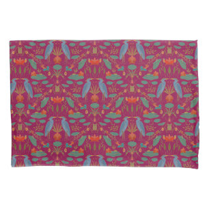 Chic Beere Pink Blue Reiher Teich Heritage Revival Kissenbezug