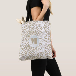 Chic Beige Animal Print Monogram
