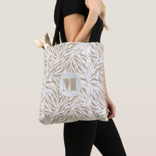 Chic Beige Animal Print Monogram
