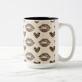 Chic Beige & Black Cheetah-Druck Zweifarbige Tasse