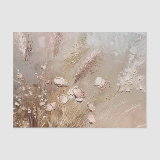 Chic Beige Blush Boho Floral Seidenpapier (Vorderseite)