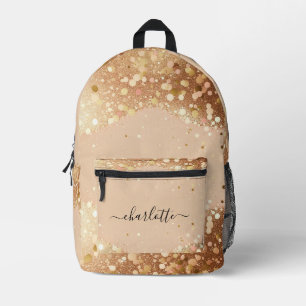 Chic Beige Gold Glitzer Druckausschnitt Nähtasche Bedruckter Rucksack