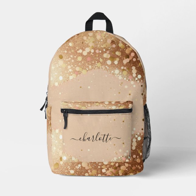 Chic Beige Gold Glitzer Druckausschnitt Nähtasche Bedruckter Rucksack (Vorderseite)