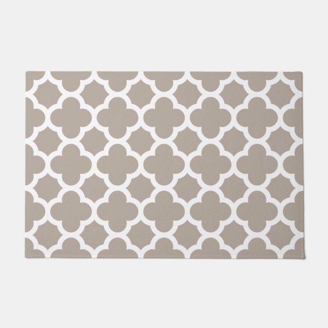 Chic Beige Gray Retro Niedlich Trellis Muster Fußmatte (Vorderseite)