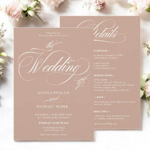 Chic beige Karamelll in einer kalligraphischen Hoc Einladung