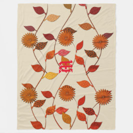 Chic Beige Leaf Blume Bloral Fall Blanket Fleecedecke