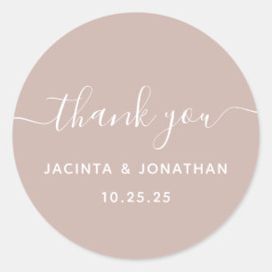 Chic Beige Pink Wedding Danke Sticker