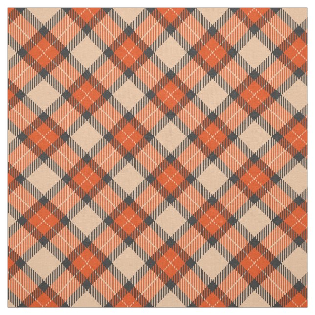 Chic Beige Pumpkin Orange Schwarzes Kariertes Must Stoff (Muster)
