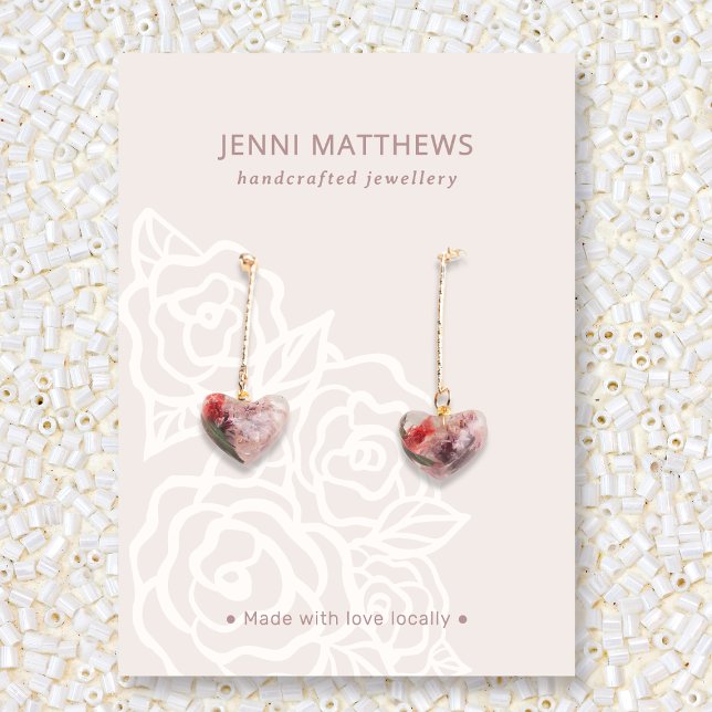 Chic Beige Rose Bouquet Blumengesteck Visitenkarte (Chic Beige Rose Bouquet Floral Earring Display Business Card)