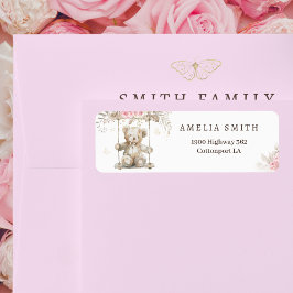 Chic Beige Watercolor Teddy Bear Pink Floral