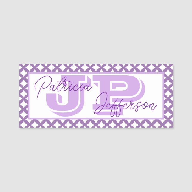 Chic Bellflower Violet Mesh Border Einziges Monogr Namensschild (Vorderseite)
