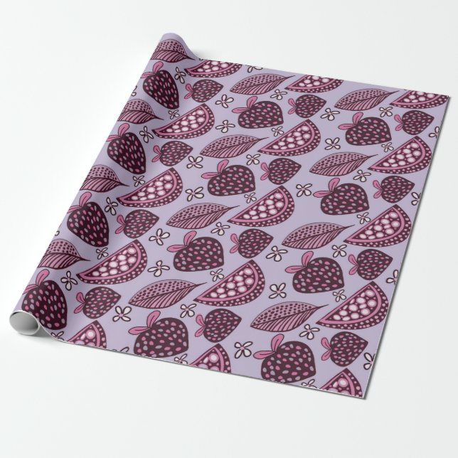 Chic Berry & Fruchtmuster Geschenkpapier (Ungerollt)