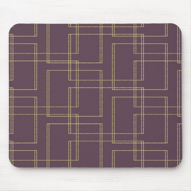 Chic Berry Mauve & Gold Geometric Glam Mousepad (Vorne)