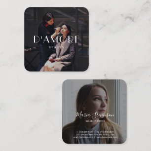 Chic Beruflich 2 Fotos Schwarz und Weiß Quadratische Visitenkarte