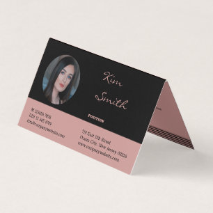 Chic Beruflich Black Pink Falted Business Card