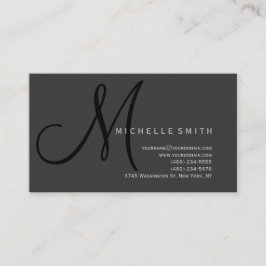 Chic Beruflich Monogram Gray Business Card Visitenkarte