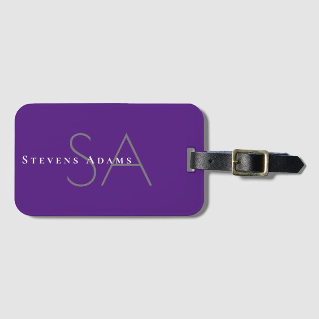 Chic Beruflich Periwinkle Lila Mit Monogramm Gepäckanhänger (Vorderseite (Horizontal))