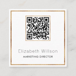 Chic Beruflich QR Code Gold Glitzer Frame Quadratische Visitenkarte