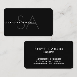 Chic Beruflich Schwarz und Weiß Mit Monogramm Visitenkarte