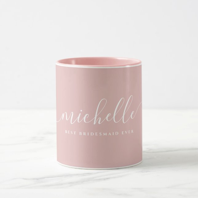 Chic Best Bridesmaid Ever Individuelle Name Script Tasse (Zentrum)