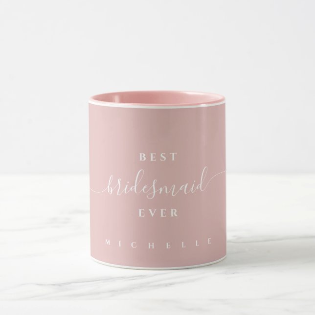 Chic Best Bridesmaid Ever Individuelle Name Script Tasse (Zentrum)