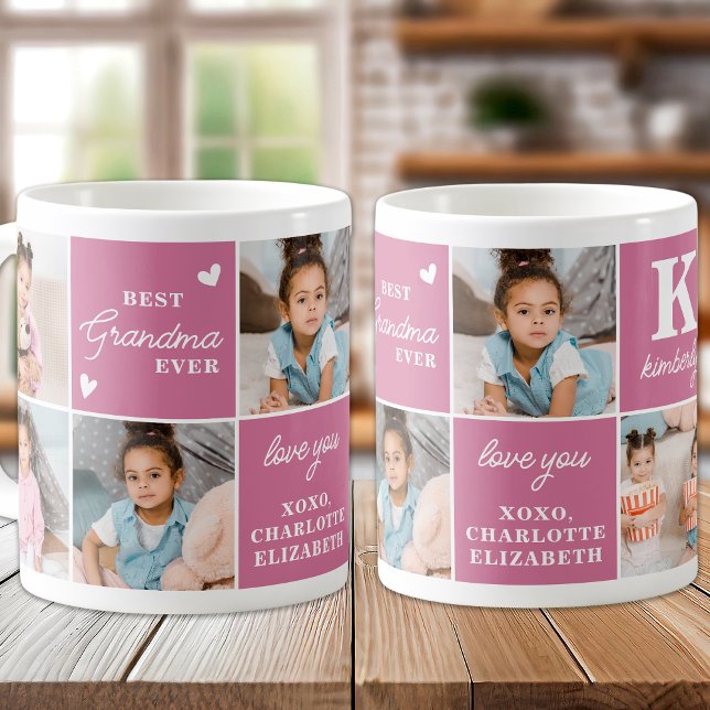 Chic Best GRANDMA je Custom 7 Pink Foto Collage Kaffeetasse (Von Creator hochgeladen)